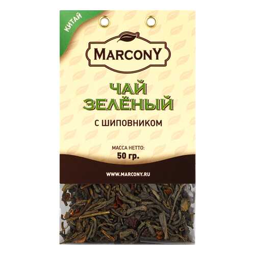 Чай Marcony зеленый с шиповником 50 г в ВкусВилл