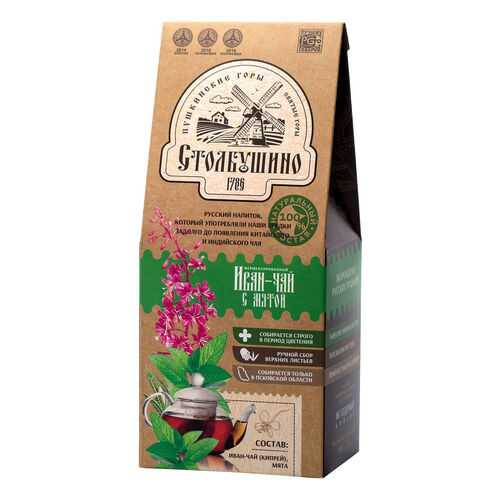 Чай Столбушинский Иван-чай листовой с мятой 60 г в ВкусВилл