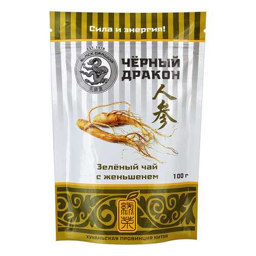 Чай зеленый Черный дракон с женьшенем 100 г в ВкусВилл