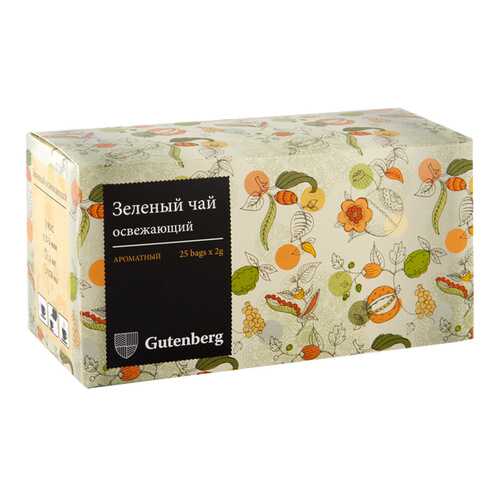 Чай зеленый Gutenberg пакетированный освежающий 25 пакетиков в ВкусВилл