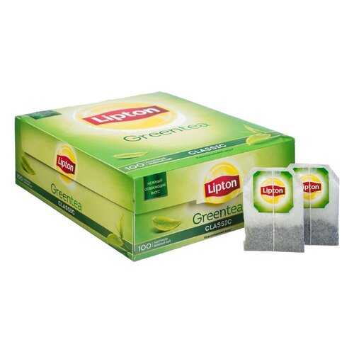 Чай зеленый Lipton green tea classic 100 пакетиков в ВкусВилл