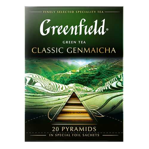 Чай зеленый в пирамидках Greenfield Classic Genmaicha 20 пакетиков в ВкусВилл