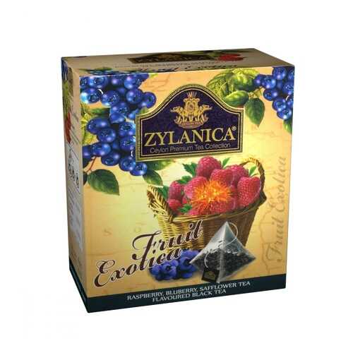 Чай Zylanica Fruit Exotica черный с малиной черникой лепестками сафлора 20 пирамидок в ВкусВилл
