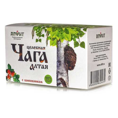 Фиточай Алфит целебная чага Алтая с шиповником 20 пакетиков в ВкусВилл