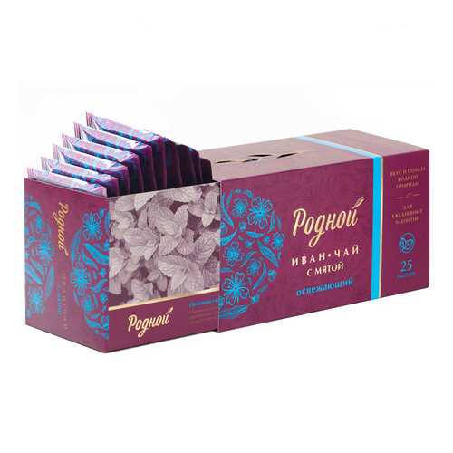 Иван-чай Родной Освежающий с мятой, 25 пакетиков в ВкусВилл