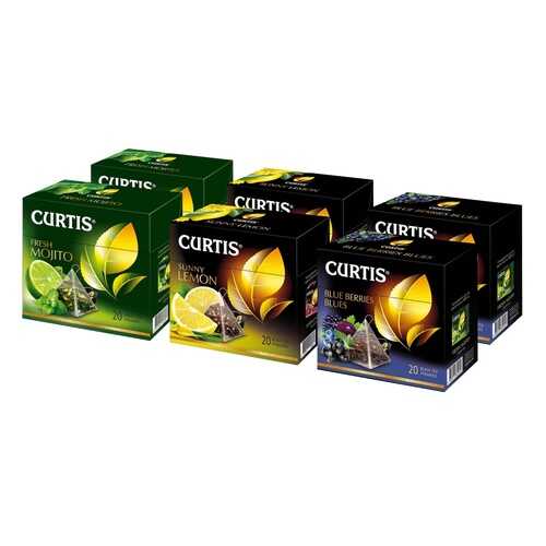 Набор чая Curtis Fresh Mojito, Sunny Lemon, Blue berries blues ассорти 6*20 пирамидок в ВкусВилл
