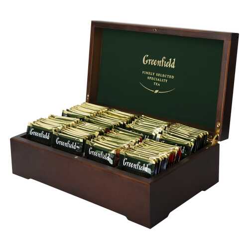 Подарочный набор Greenfield в деревянной шкатулке 8 видов 98 пакетиков в ВкусВилл