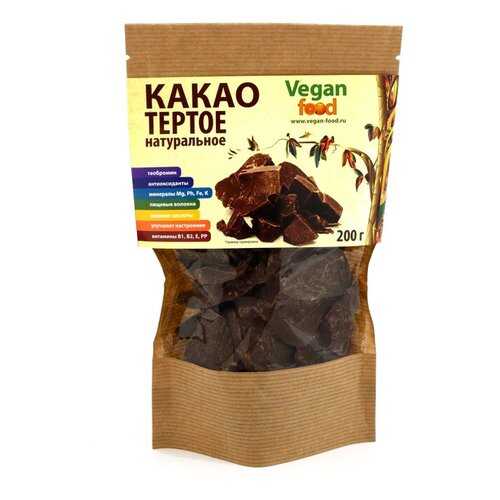 Какао-тертое натуральное Vegan Food 200 г в ВкусВилл