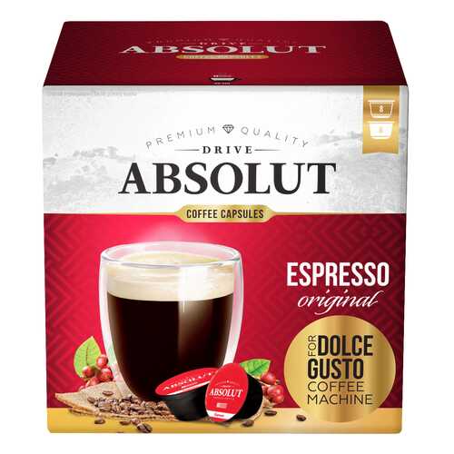 Кофе Absolut Drive Espresso Original в капсулах для кофемашины Dolce Gusto 16 капсул в ВкусВилл