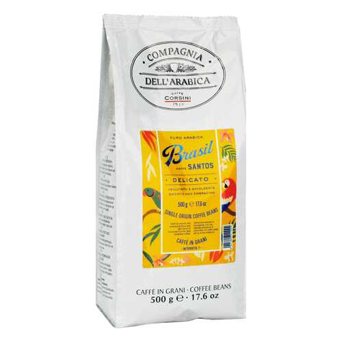 Кофе в зернах DellArabica puro arabica Brasil Santos 500 г в ВкусВилл