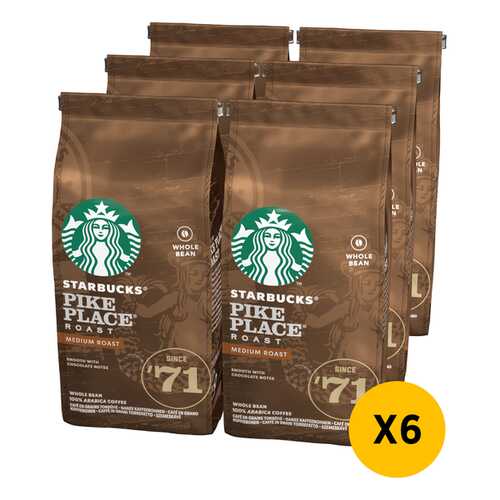 STARBUCKS Medium Pike Place Roast кофе в зернах 6 штук по 200г в ВкусВилл