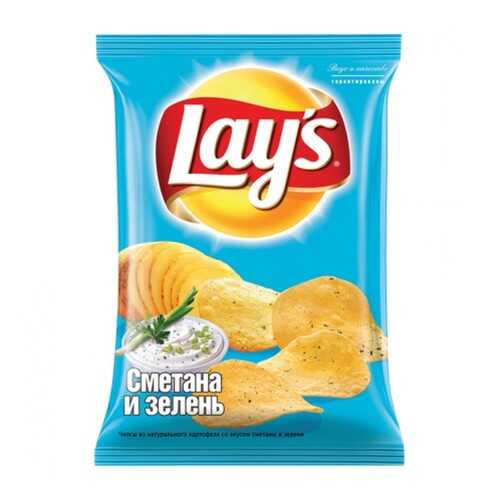 Чипсы Lays из натурального картофеля сметана, зелень 90 г в ВкусВилл