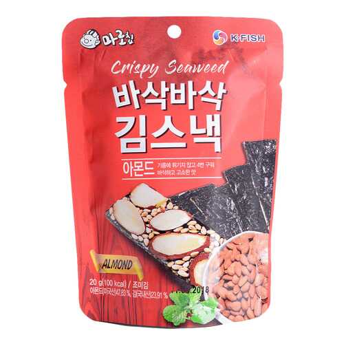 Чипсы Marochip хрустящие из морских водорослей с миндале 20 г в ВкусВилл