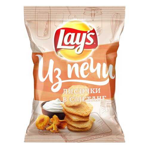 Картофельные чипсы Lays из печи лисички в сметане 85 г в ВкусВилл