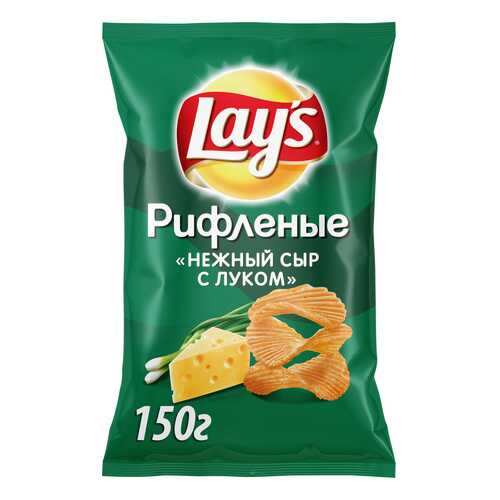 Картофельные чипсы Lays нежный сыр с луком 150 г в ВкусВилл