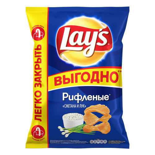 Картофельные чипсы Lays сметана и лук 225 г в ВкусВилл