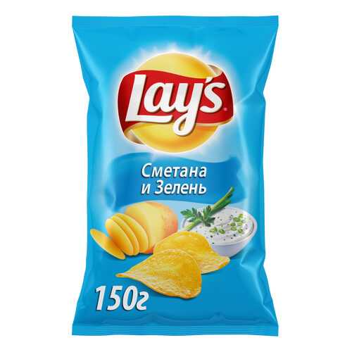 Картофельные чипсы Lays сметана и зелень 150 г в ВкусВилл