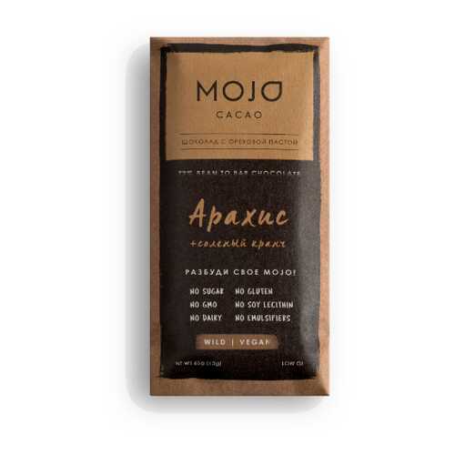 Горький шоколад 72% Mojo Cacao с шоколадно-ореховой пастой со вкусом арахис в ВкусВилл