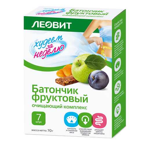 Батончик фруктовый Леовит худеем за неделю очищающий комплекс 7 штук в ВкусВилл