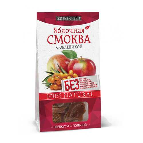 Яблочная смоква Живые снеки с облепихой 4*60 г в ВкусВилл
