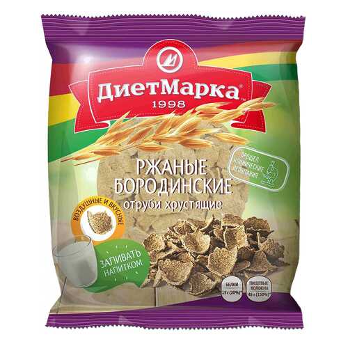 Отруби хрустящие ДиетМарка ржаные бородинские хлопья 100 г в ВкусВилл