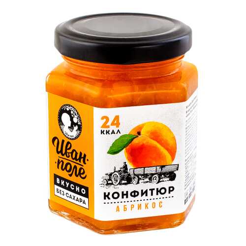 Конфитюр низкокалорийный без сахара Иван Поле абрикос 180 г в ВкусВилл
