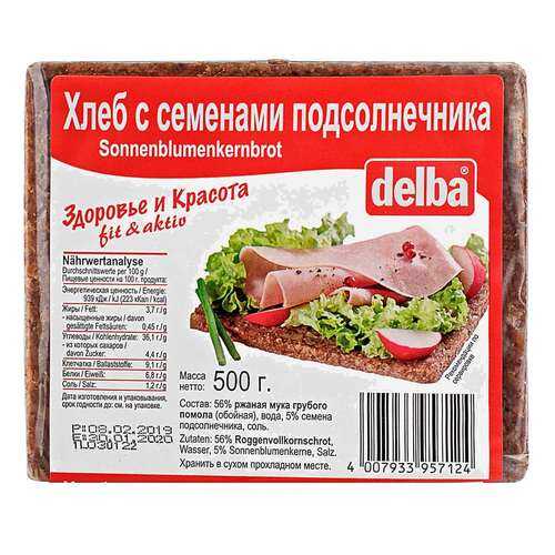 Хлеб Delba с семенами подсолнечника, 500 гр. в ВкусВилл
