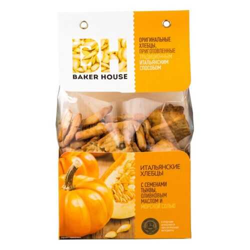 Хлебцы Baker House с семенами тыквы оливковым маслом и морской солью 250 г в ВкусВилл
