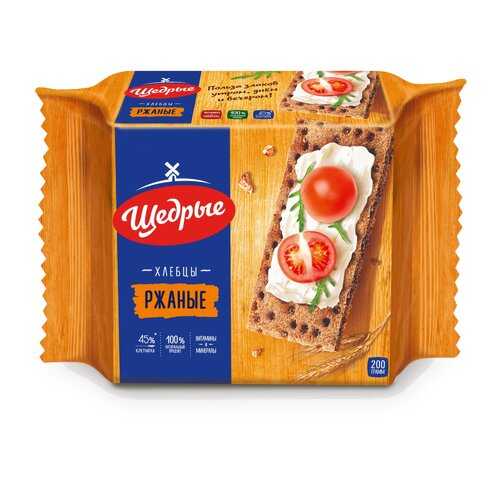 Хлебцы Щедрые хрустящие ржаные 200 г в ВкусВилл