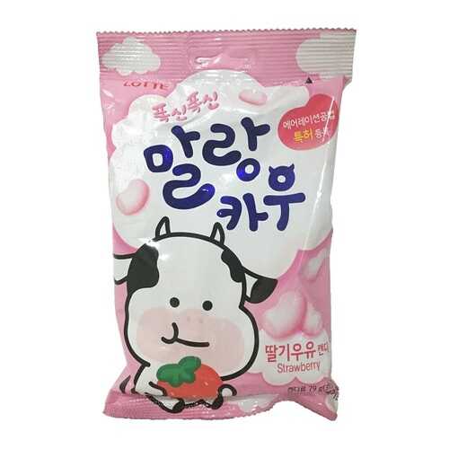 Карамель Лотте Malang Cow Strawberry Milk Лотте 79 г Южная Корея в ВкусВилл