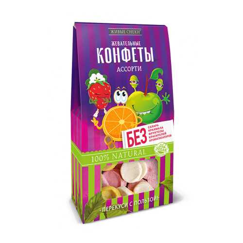 Жевательные конфеты Живые снеки Ассорти, 3 шт по 35г. в ВкусВилл