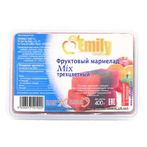 Мармелад Emily foods mix фруктовый трехцветный 400 г в ВкусВилл