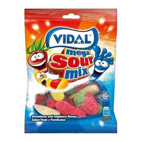 Мармелад VIDAL Мега кислый микс 100г в ВкусВилл