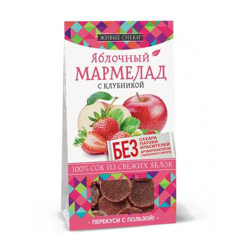 Мармелад яблочный Живые снеки с клубникой 4*90 г в ВкусВилл