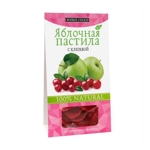 Пастила Живые снеки яблочная с клюквой 35 г в ВкусВилл