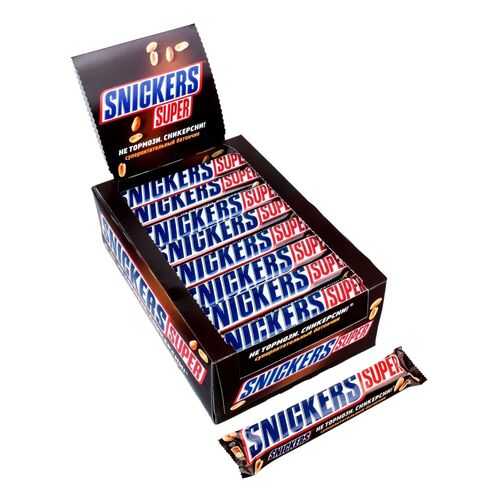 Батончик шоколадный Snickers Super коробка 32 штуки по 95 г в ВкусВилл