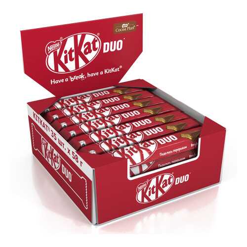 Молочный шоколад Kit Kat с хрустящей вафлей 35 штук по 58 г в ВкусВилл