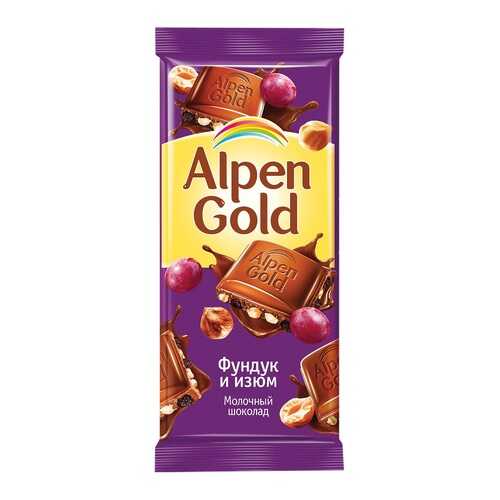 Шоколад ALPEN GOLD молочный фунд/изюм 90г*5 шт в ВкусВилл