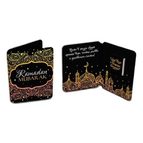 Шоколад Chokocat Ramadan Mubarak. Чёрно-золотая, молочный, мини-открытка, 5 гр в ВкусВилл
