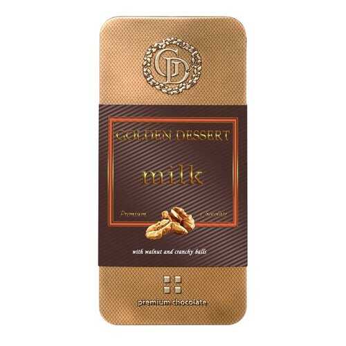 Шоколад Golden Dessert Milk молочный шоколад с грецким орехом и хрустящими шариками 95 г в ВкусВилл