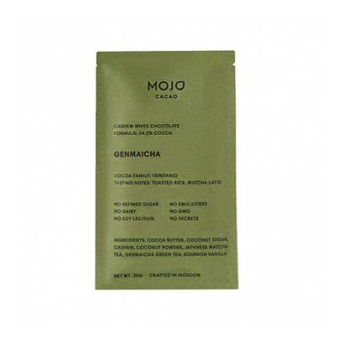 Шоколад кешью с зелёным чаем Genmaicha Mojo Cacao 20 г в ВкусВилл