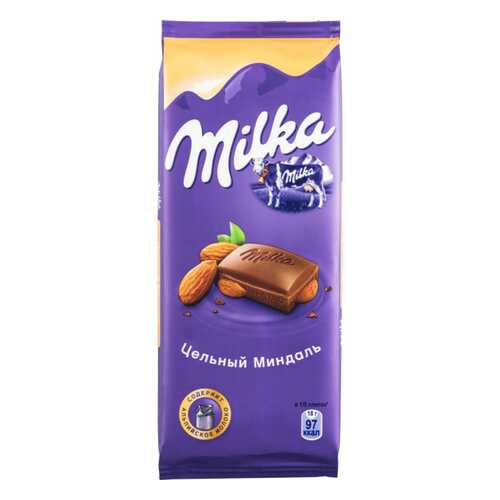 Шоколад молочный Milka с цельным миндалем 90 г в ВкусВилл