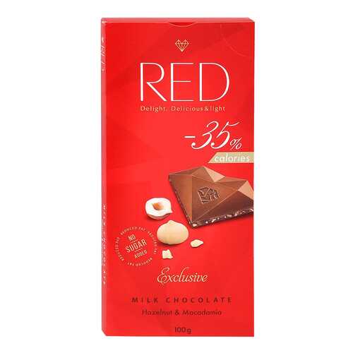 Шоколад молочный Red с фундуком и макадамией со сниженной калорийностью 100 г в ВкусВилл