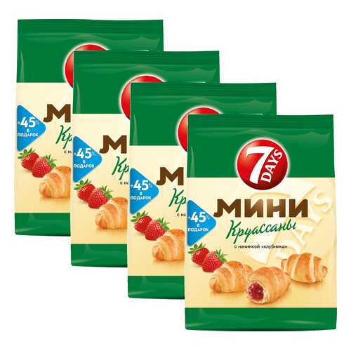Круассаны мини 7DAYS c кремом клубника 300 г 4 упаковки в ВкусВилл