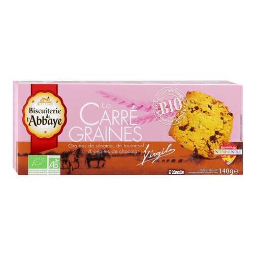Печенье Biscuiterie de lAbbaye Le Carre Graine BIO кунжут-подсолнечник-шоколад 140 г в ВкусВилл
