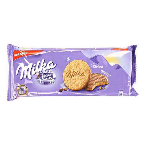 Печенье овсяное Milka с молочным шоколадом 168 г в ВкусВилл