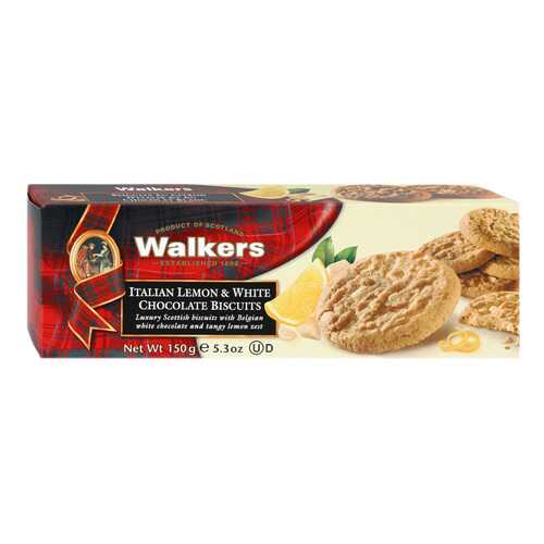 Печенье Walkers Итальянский лимон и белый шоколад 150 г Великобритания в ВкусВилл