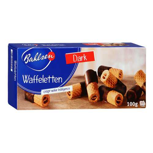 Вафельные трубочки Bahlsen в темном шоколаде 100 г Германия в ВкусВилл
