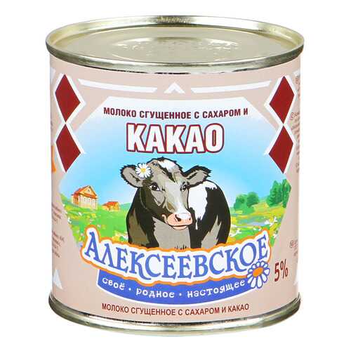 Молоко Алексеевское сгущенное 5% с сахаром и какао 380 г в ВкусВилл