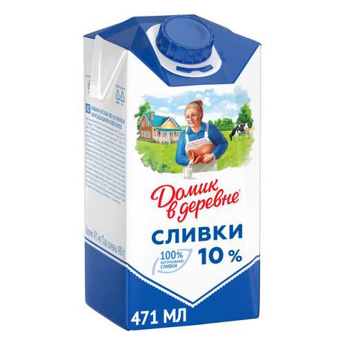 Сливки Домик в деревне 10% 480 г в ВкусВилл